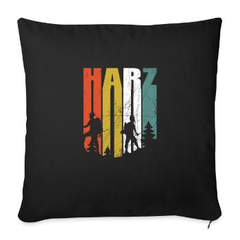 Harz randonnée montagne alpinisme forêt - Housse de coussin décorative 45 x 45 cm - noir - Devant