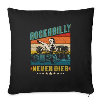 Vintage 50s RnR Design - Rockabilly never dies - Sofakissenbezug 45 x 45 cm - Schwarz - Vorne