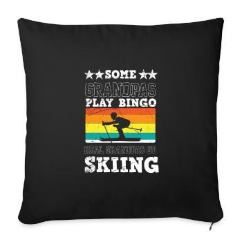 Old Man Ski Sking Snowboard Sports d’hiver Retraité - Housse de coussin décorative 45 x 45 cm - noir - Devant