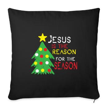 Jésus Noël Christ Église Croyant Foi - Housse de coussin décorative 45 x 45 cm - noir - Devant