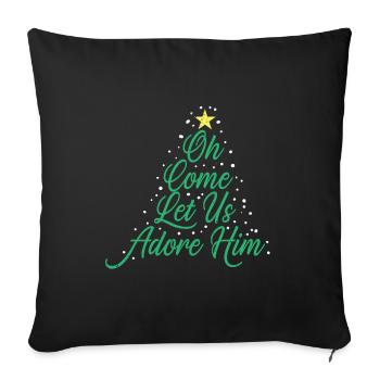 Jésus Noël Christ Église Croyant Foi - Housse de coussin décorative 45 x 45 cm - noir - Devant
