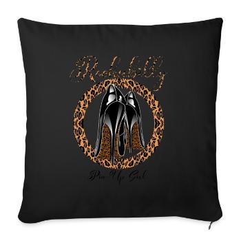 Rockabilly Leopumps Pin-Up - Sofakissenbezug 45 x 45 cm - Schwarz - Vorne