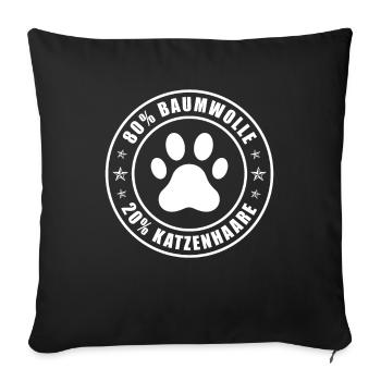 80% Baumwolle 20% Katzenhaare - - Sofakissenbezug 45 x 45 cm - Schwarz - Vorne