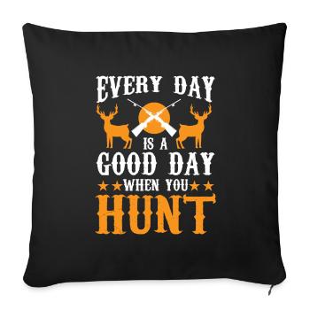 Chasse Chasse Chasseur Fusil Tir Chasse Chasse - Housse de coussin décorative 45 x 45 cm - noir - Devant