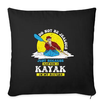 Kayak Boat Canoe Paddle Boat Double Paddle - Sofa pillowcase 17,3'' x 17,3'' (45 x 45 cm) - black - Front