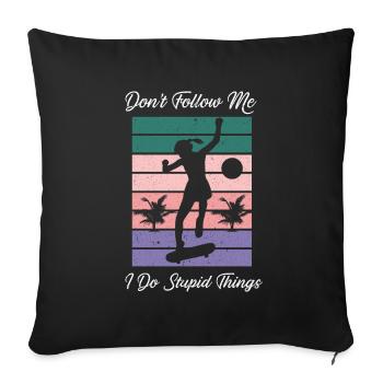 Skateboard Skateboard Skateboarder Patinage - Housse de coussin décorative 45 x 45 cm - noir - Devant