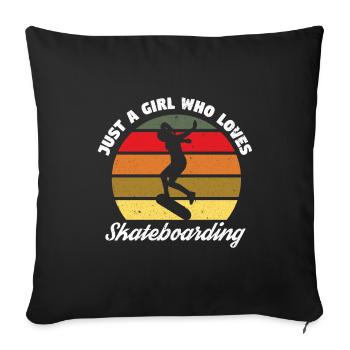 Skateboard Skateboard Skateboarder Patinage - Housse de coussin décorative 45 x 45 cm - noir - Devant