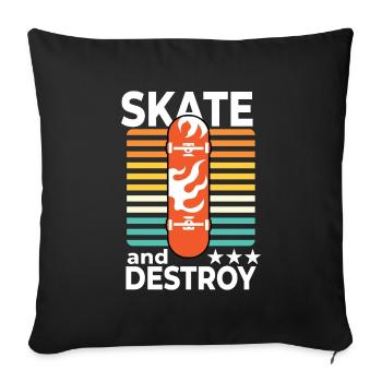Skateboard Skateboard Skateboarder Patinage - Housse de coussin décorative 45 x 45 cm - noir - Devant