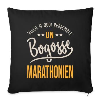 running bogosse marathonien cadeau marathon - Housse de coussin décorative 45 x 45 cm - noir - Devant