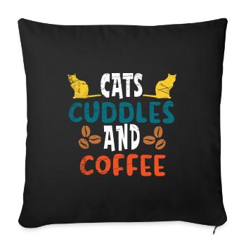 Cats Kitten Coffee Pet - Sofa pillowcase 17,3'' x 17,3'' (45 x 45 cm) - black - Front