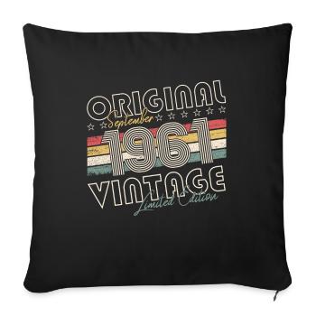 Septembre Né 1961 61ème anniversaire Cadeau - Housse de coussin décorative 45 x 45 cm - noir - Devant