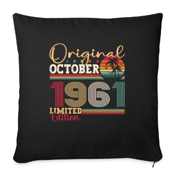 Original October 1961 61st Birthday Gift Cool - Sofa pillowcase 17,3'' x 17,3'' (45 x 45 cm) - black - Front
