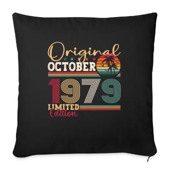 Original Octobre 1979 43ème Anniversaire Cadeau Cool - Housse de coussin décorative 45 x 45 cm - noir - Devant