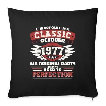 Classic October 1977 45th Birthday Gift - Sofa pillowcase 17,3'' x 17,3'' (45 x 45 cm) - black - Front
