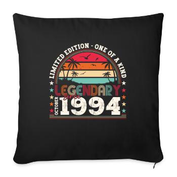 Légendaire depuis octobre 1994 cadeau de 28e anniversaire - Housse de coussin décorative 45 x 45 cm - noir - Devant