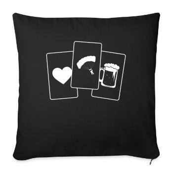 Herz - Bier - Gleitschirmfliegen - - Sofakissenbezug 45 x 45 cm - Schwarz - Vorne
