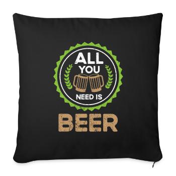 Bière Buveur de bière Bouteille de bière en canette de bière - Housse de coussin décorative 45 x 45 cm - noir - Devant