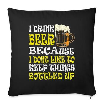 Bière Buveur de bière Bouteille de bière en canette de bière - Housse de coussin décorative 45 x 45 cm - noir - Devant