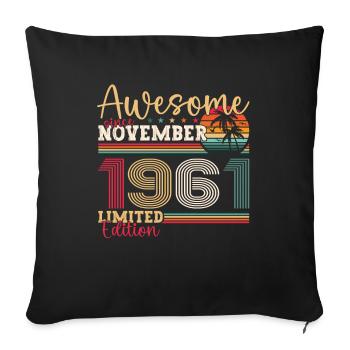 Original November 1961 61st birthday gift - Sofa pillowcase 17,3'' x 17,3'' (45 x 45 cm) - black - Front