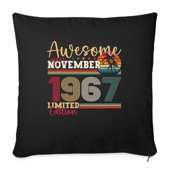 Original November 1967 55th birthday gift - Sofa pillowcase 17,3'' x 17,3'' (45 x 45 cm) - black - Front