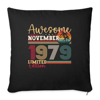 Original novembre 1979 Cadeau du 43e anniversaire - Housse de coussin décorative 45 x 45 cm - noir - Devant