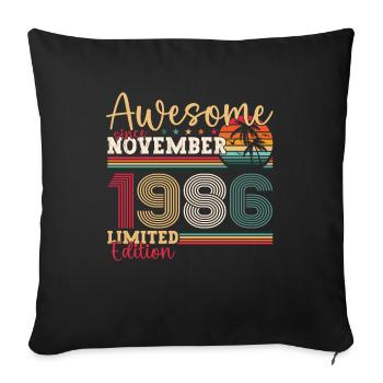 Original November 1986 36th Birthday Gift - Sofa pillowcase 17,3'' x 17,3'' (45 x 45 cm) - black - Front