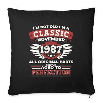Classique Novembre 1987 - Cadeau de 35e anniversaire - Housse de coussin décorative 45 x 45 cm - noir - Devant