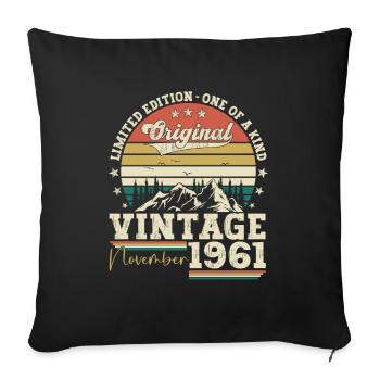 Original November 1961 61st birthday gift - Sofa pillowcase 17,3'' x 17,3'' (45 x 45 cm) - black - Front