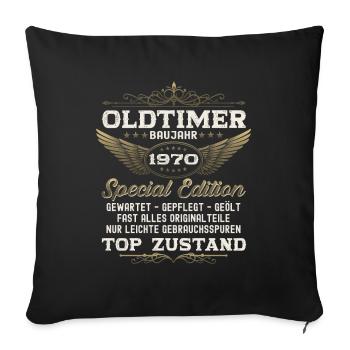 Oldtimer Jahrgang 1970 52. Geburtstag Geschenk fun - Sofakissenbezug 45 x 45 cm - Schwarz - Vorne