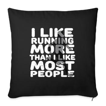 jogging jogger course course marathon en cours d'exécution - Housse de coussin décorative 45 x 45 cm - noir - Devant