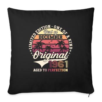 Original December 1961 61st birthday gift - Sofa pillowcase 17,3'' x 17,3'' (45 x 45 cm) - black - Front