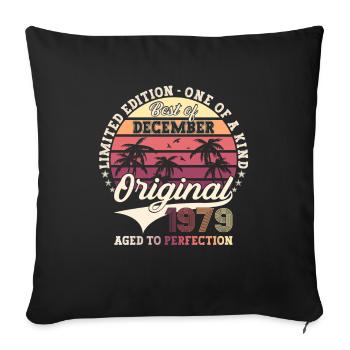 Cadeau original du 43e anniversaire de décembre 1979 - Housse de coussin décorative 45 x 45 cm - noir - Devant
