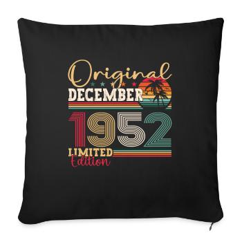 Cadeau original du 70e anniversaire de décembre 1952 - Housse de coussin décorative 45 x 45 cm - noir - Devant