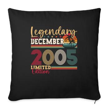 Décembre Année 2005 Cadeau du 17e anniversaire - Housse de coussin décorative 45 x 45 cm - noir - Devant