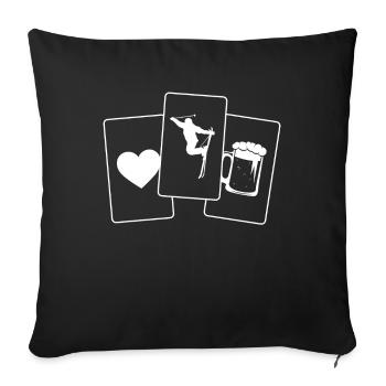 Herz - Bier - Skifahren - - Sofakissenbezug 45 x 45 cm - Schwarz - Vorne