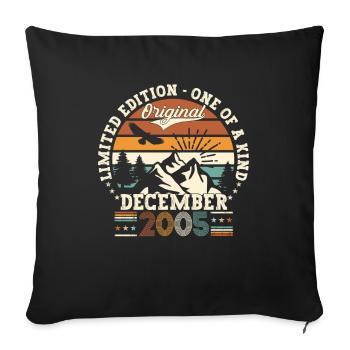 Décembre Année 2005 Cadeau du 17e anniversaire - Housse de coussin décorative 45 x 45 cm - noir - Devant
