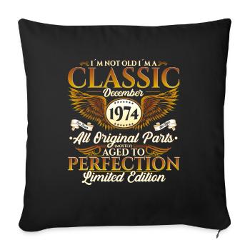Décembre Né en 1974 Cadeau de 48e anniversaire - Housse de coussin décorative 45 x 45 cm - noir - Devant
