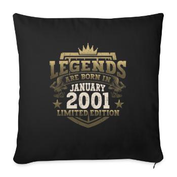 Year 2001 January 22nd birthday Gift man - Sofa pillowcase 17,3'' x 17,3'' (45 x 45 cm) - black - Front