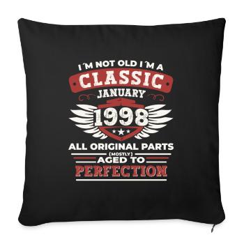 Né le 25 janvier 1998 Homme cadeau - Housse de coussin décorative 45 x 45 cm - noir - Devant