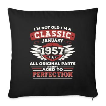 Né en 1957 Janvier 66e anniversaire Homme cadeau - Housse de coussin décorative 45 x 45 cm - noir - Devant