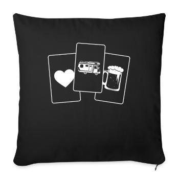 Herz - Bier - Campingwagen - - Sofakissenbezug 45 x 45 cm - Schwarz - Vorne