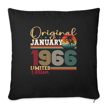 Né en 1966 Janvier 57e anniversaire Homme cadeau - Housse de coussin décorative 45 x 45 cm - noir - Devant