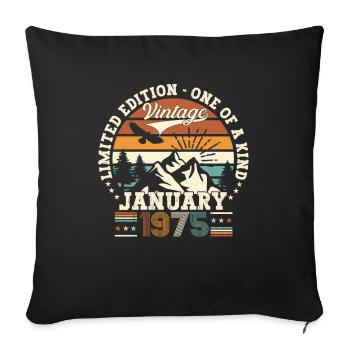 Né 1975 Janvier 48ème anniversaire Homme cadeau - Housse de coussin décorative 45 x 45 cm - noir - Devant