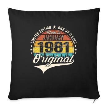 Né 1981 Janvier 42ème anniversaire Homme cadeau - Housse de coussin décorative 45 x 45 cm - noir - Devant