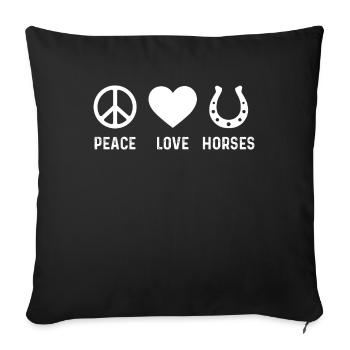 Peace Love Horses - Sofa pillowcase 17,3'' x 17,3'' (45 x 45 cm) - black - Front