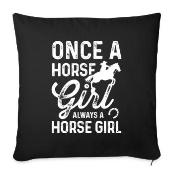 Une fois une fille de cheval, toujours une fille de cheval - Housse de coussin décorative 45 x 45 cm - noir - Devant