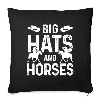 Grands chapeaux et chevaux - Housse de coussin décorative 45 x 45 cm - noir - Devant