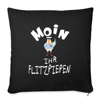 Moin ihr Flitzpiepen lustige Möwe - Sofakissenbezug 45 x 45 cm - Schwarz - Vorne