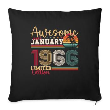 Né en 1966 Janvier 57e anniversaire Homme cadeau - Housse de coussin décorative 45 x 45 cm - noir - Devant