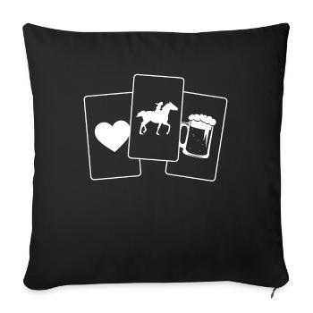 Herz - Bier - Reiten - - Sofakissenbezug 45 x 45 cm - Schwarz - Vorne